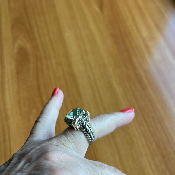 Green quartz and diamond ring - size 7 - Picture 3 of 10